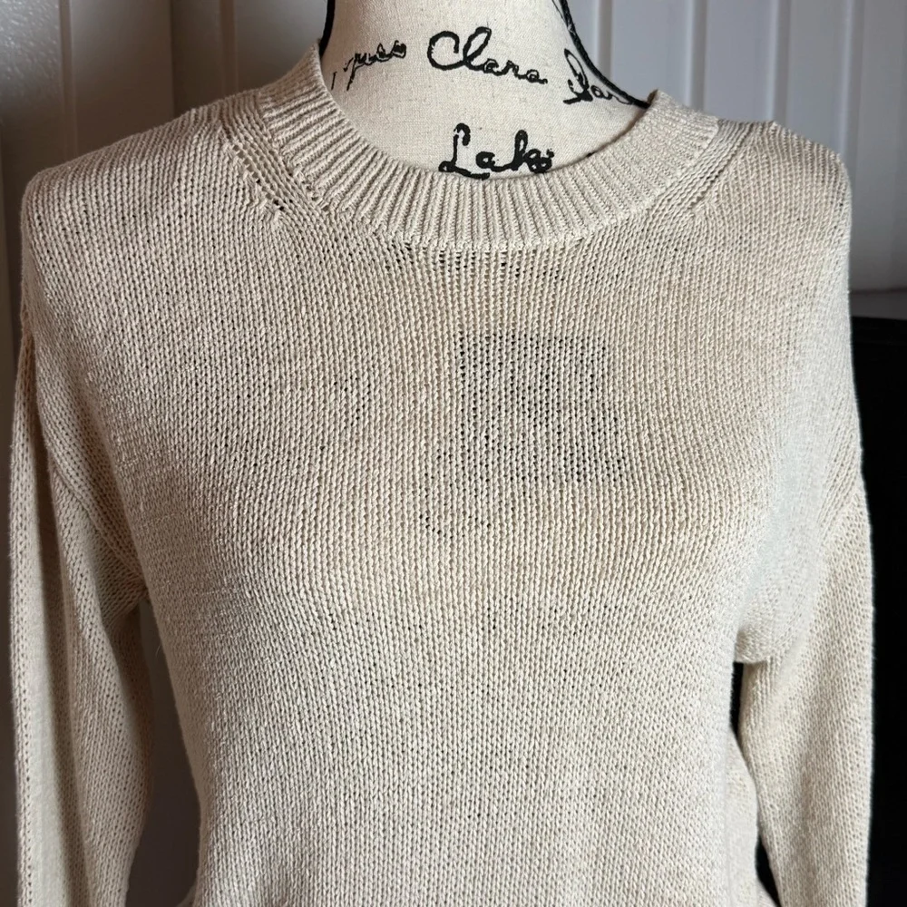 Banana Republic‎ XS Cream Cotton Sweater Minimalist Crewneck Capsule - Picture 3 of 10